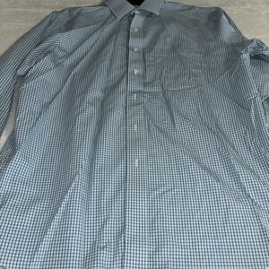 Brooks Brothers 17 36 Non Iron Dress Shirt Blue Check Supima Cotton